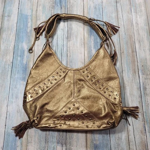 Fortuna by Valentino Gold Studded Purse. - Picture 2 of 12